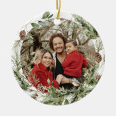 冬のフローラファミリー初めてのクリスマスカスタム写真 セラミックオーナメント (正面)