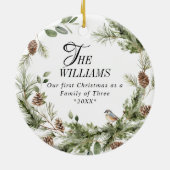 冬のフローラファミリー初めてのクリスマスカスタム写真 セラミックオーナメント (裏面)