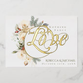 冬のフローラファンシーは何も愛し結婚ない 箔招待状 (正面)