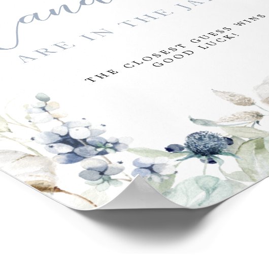 冬のフローラフレーム数の推測ブライダルシャワー ポスター (角)