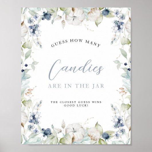 冬のフローラフレーム数の推測ブライダルシャワー ポスター (正面)