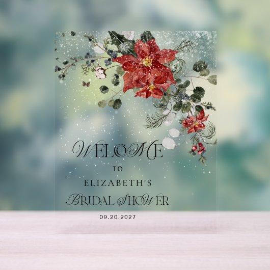 冬のフローラブライダルシャワーへようこそ アクリルサイン (ニュートラル)