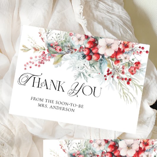 冬のフローラブライダルシャワーサンキューカード カード