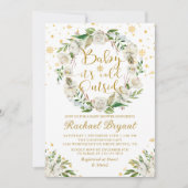 冬のフローラベビーその冷たい屋外ベビースシャワー 招待状 (正面)