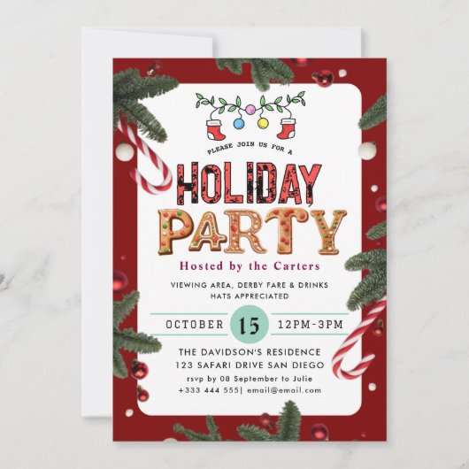 冬のフローラベリーズホリデーパーティー招待状 招待状 (正面)