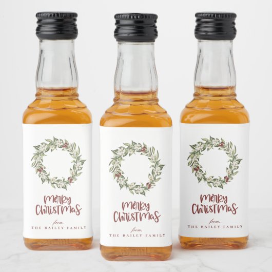 冬のフローラベリーリースクリスマス リキュールボトルラベル (ボトル)
