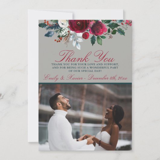 冬のフローラホリデークリスマス12月ありがとう 招待状 (正面)