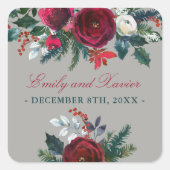 冬のフローラホリデークリスマス12結婚月 スクエアシール (正面)