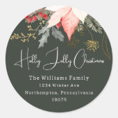 冬のフローラホリーすてきクリスマス封筒用シール ラウンドシール (正面)