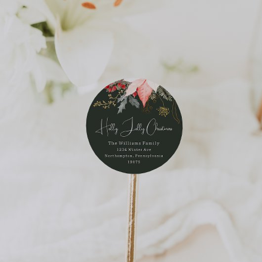 冬のフローラホリーすてきクリスマス封筒用シール ラウンドシール