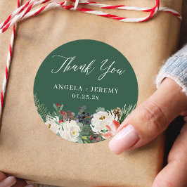 冬のフローラホリーベリーホリデーサンキュー ラウンドシール