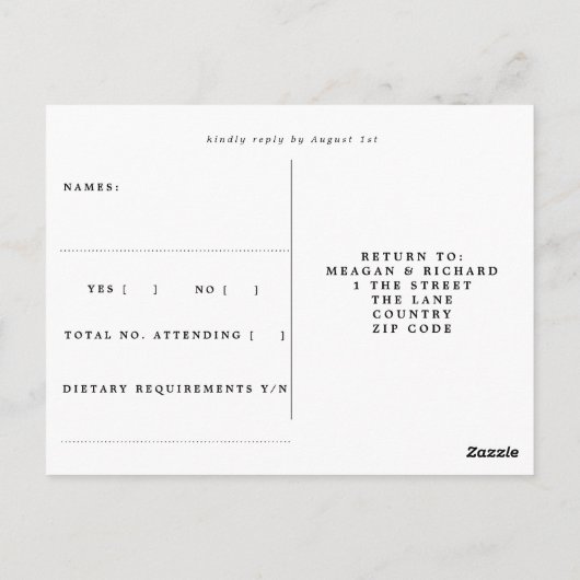 冬のフローラホリーリース結婚式の出欠はがき ポストカード (裏面)