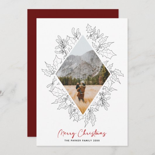 冬のフローラミニマル |クリスマスラインの写真 シーズンカード (正面/裏面)