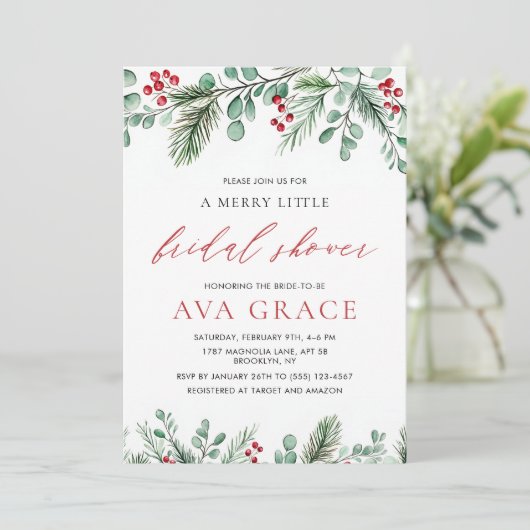 冬のフローラメリーリトルクリスマスブライダルシャワー 招待状 (スタンド正面)