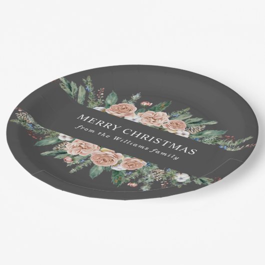 冬のフローラモダンはクリスマス ペーパープレート (アングル)