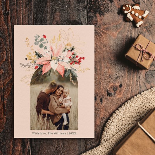 冬のフローラモダンアーチ喜びピンク2枚の写真 シーズンカード