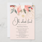 冬のフローラモダンクリスマスああ何おもしろいパーティー 招待状 (正面)