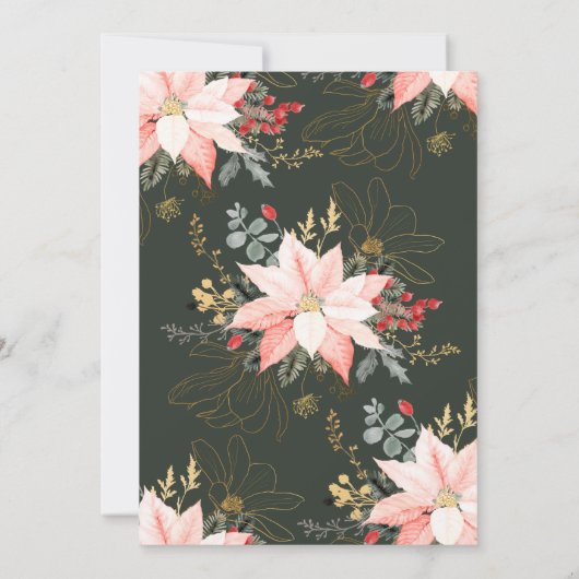 冬のフローラモダンクリスマスああ何おもしろいパーティー 招待状 (裏面)