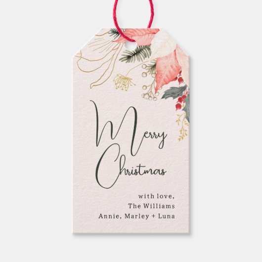 冬のフローラモダンクリスマスファミリー ギフトタグ (正面)