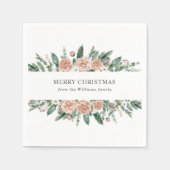 冬のフローラモダンメリークリスマスナプキン スタンダードカクテルナプキン (正面)