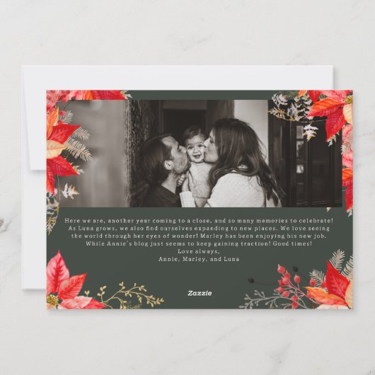 冬のフローラモダンメリークリスマス5枚の写真 シーズンカード (裏面)