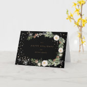 冬のフローラリースの休日のグリーティングカード カード (黄色い花)