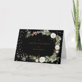 冬のフローラリースの休日のグリーティングカード カード (正面)