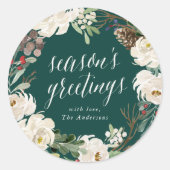 冬のフローラリースシーズンズグリーティングホリデー ラウンドシール (正面)