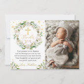 冬のフローラリースバプテスマ写真サンキューカード サンキューカード (正面)