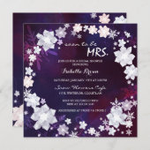 冬のフローラリースパープルブライダルシャワー 招待状 (正面/裏面)