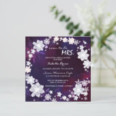 冬のフローラリースパープルブライダルシャワー 招待状 (スタンド正面)