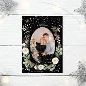 冬のフローラリースフォトハッピーホリデーカード 招待状