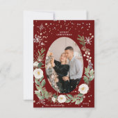 冬のフローラリース写真ハッピーホリデーカード 招待状 (正面)