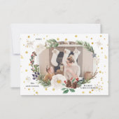 冬のフローラリース写真ハッピーホリデーカード 招待状 (正面)