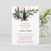 冬のフローラレッドホワイトローズブランチ&バブリー 招待状 (スタンド正面)