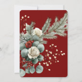 冬のフローラレッドホワイトローズブリデスメイドランチョン 招待状 (裏面)