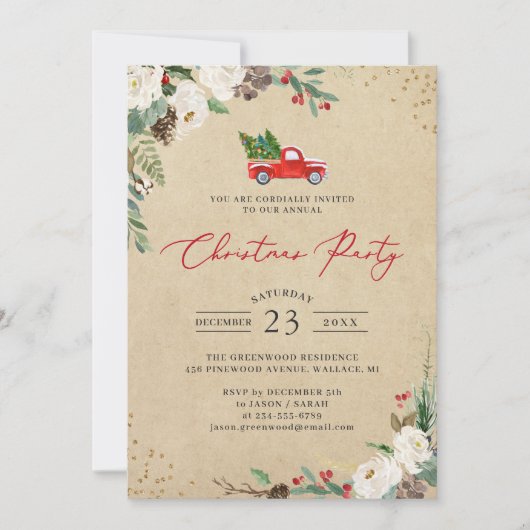 冬のフローラヴィンテージトラッククリスマスパーティー 招待状 (正面)