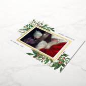 冬のフローラ写真の休日のホイルの招待 箔招待状 (回転した状態)