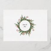 冬のフローラ写真の休日のホイルの招待 箔招待状 (裏面)