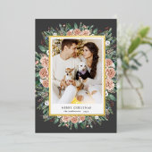 冬のフローラ写真の休日のホイルの招待 箔招待状 (立ち正面)