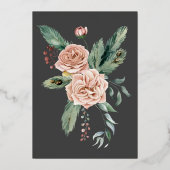 冬のフローラ写真の休日のホイルの招待 箔招待状 (裏面)