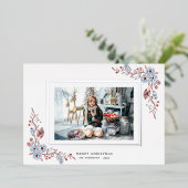 冬のフローラ写真の休日のホイルの招待 箔招待状 (立ち正面)