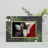 冬のフローラ写真の休日のホイルの招待 箔招待状 (立ち正面)