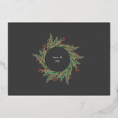 冬のフローラ写真の休日のホイルの招待 箔招待状 (裏面)