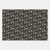 冬のフローラ図解入りの、写真付きのポインセチアのクリスマス ラッピングペーパーシート (正面)