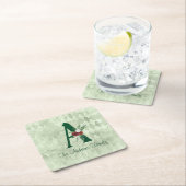 冬のフローラ図解入りの、写真付きのレターAパーソナライズされた スクエアペーパーコースター (インサイチュ)