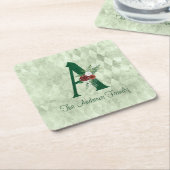 冬のフローラ図解入りの、写真付きのレターAパーソナライズされた スクエアペーパーコースター (アングル)