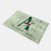 冬のフローラ図解入りの、写真付きのレターAパーソナライズされた ドアマット (アングル)