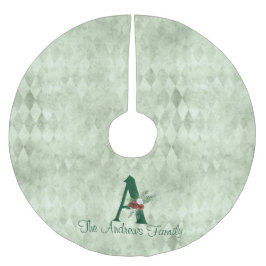 冬のフローラ図解入りの、写真付きのレターAパーソナライズされた ブラッシュドポリエステルツリースカート