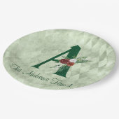 冬のフローラ図解入りの、写真付きのレターAパーソナライズされた ペーパープレート (アングル)